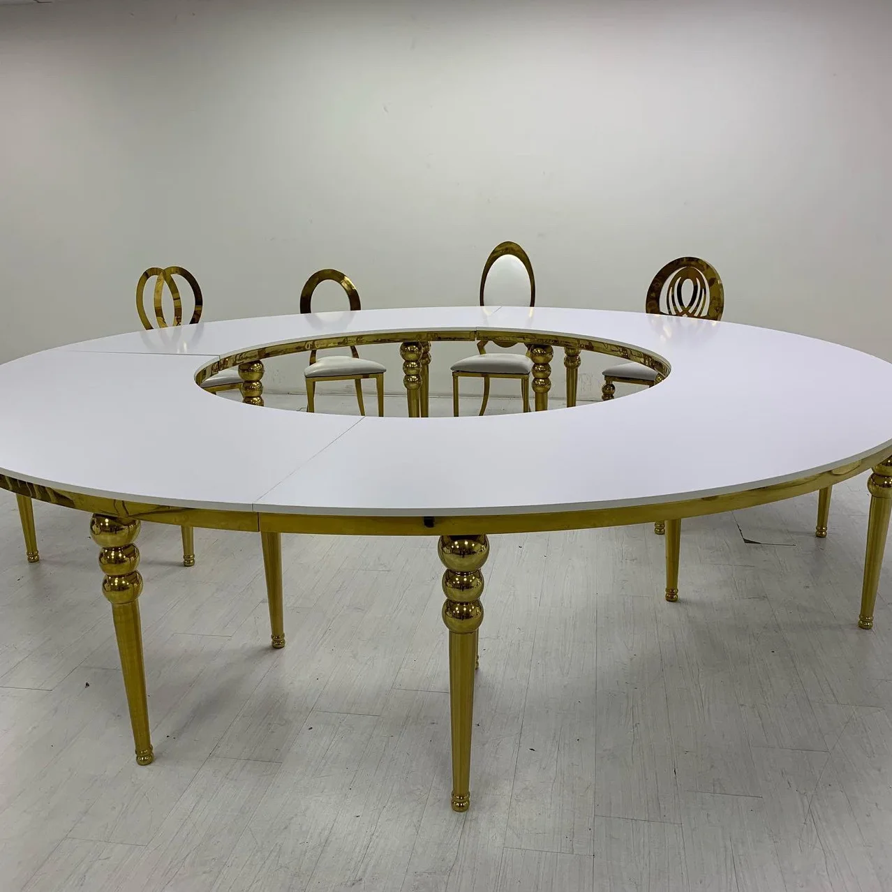 Wholesale italian luxury modern marble centre de table wedding gold stainless steel weddings dinning tables sets centerpieces