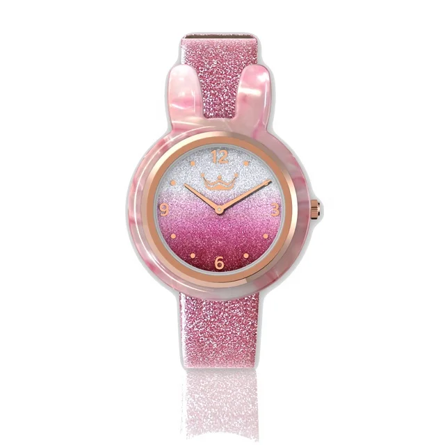 New Arrival Popular Pink Stainless Steel Custom Logo Children Watch with Interchangeable Strap and Ring