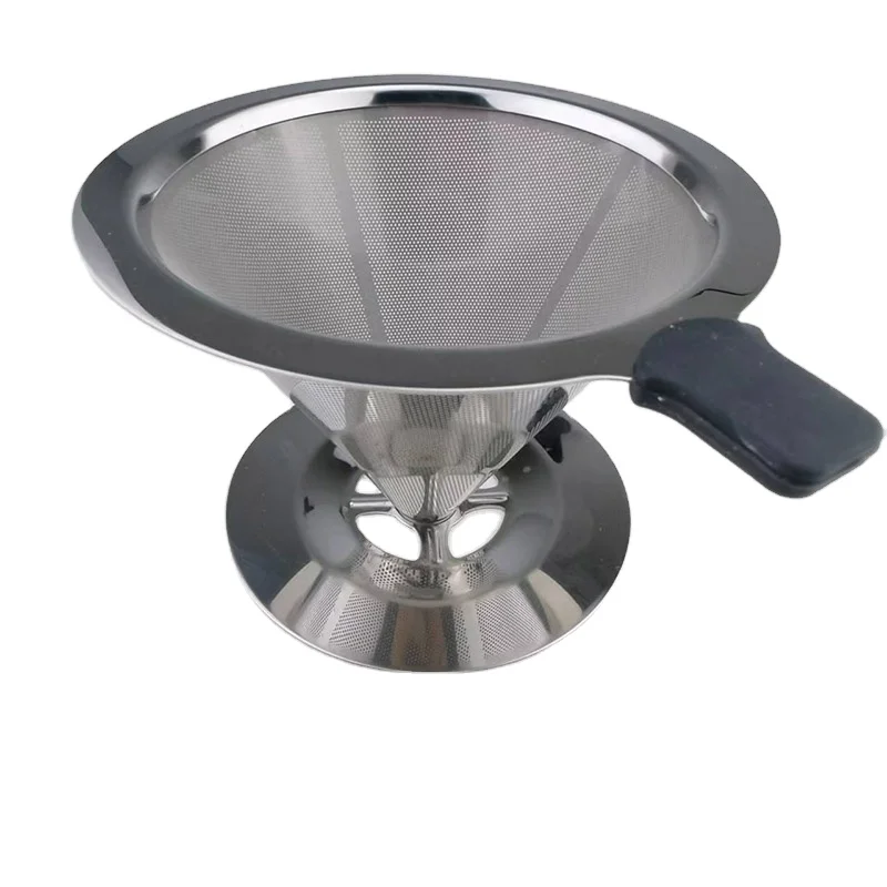 Paperless Cone Coffee Strainer Stainless Steel Coffee Filters Dripper With Removable Cup Stand