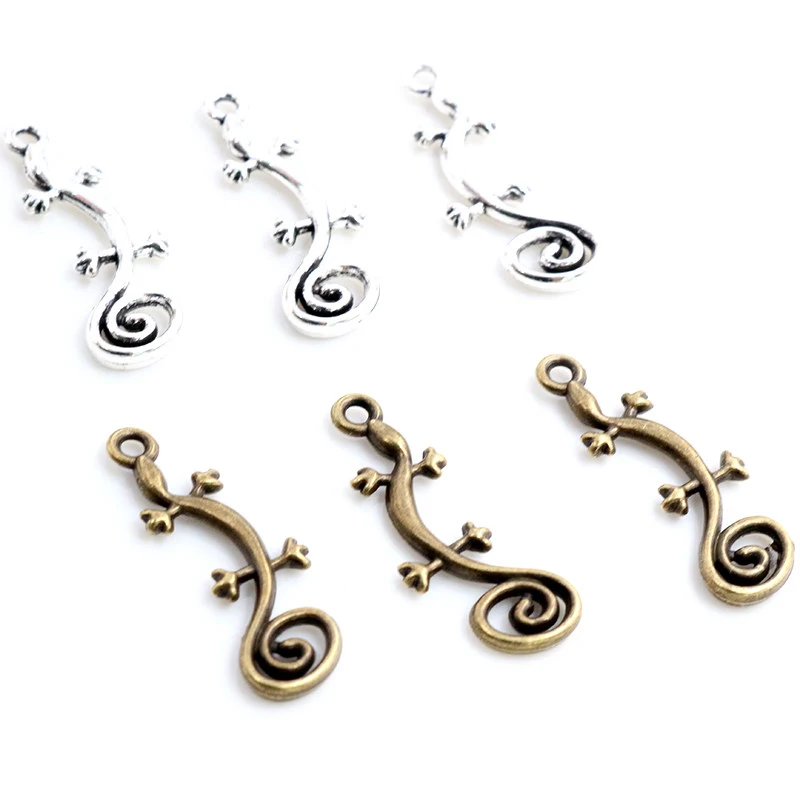 20pcs 29x11mm Gecko House Lizard Charms Antique Making pendant fit,Vintage Tibetan Silver Plated ,DIY bracelet necklace