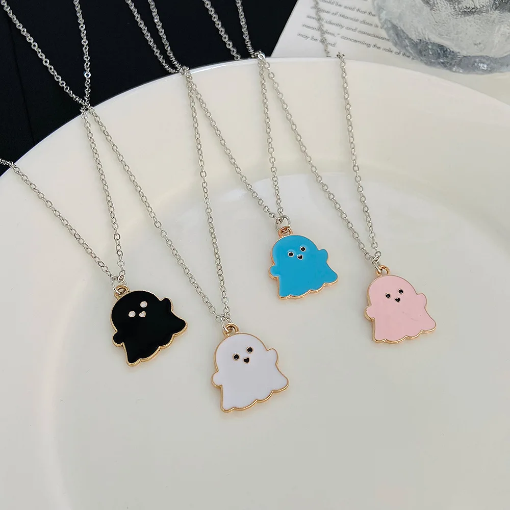 Halloween Party Cheap Jewelry For Children Chain Cute Oil specter Colourful Pendant Necklace