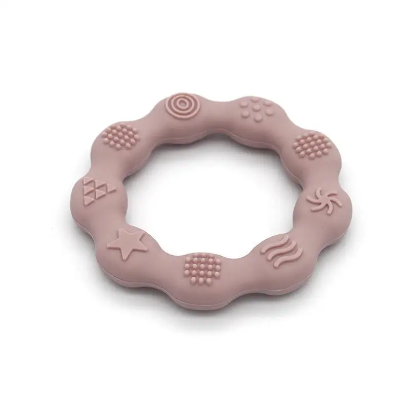Wholesale Solid Sun Bunny Star Shape Wooden Silicone Donut Baby Teething Toy Bpa Free Silicone Teether Strap Baby Teether