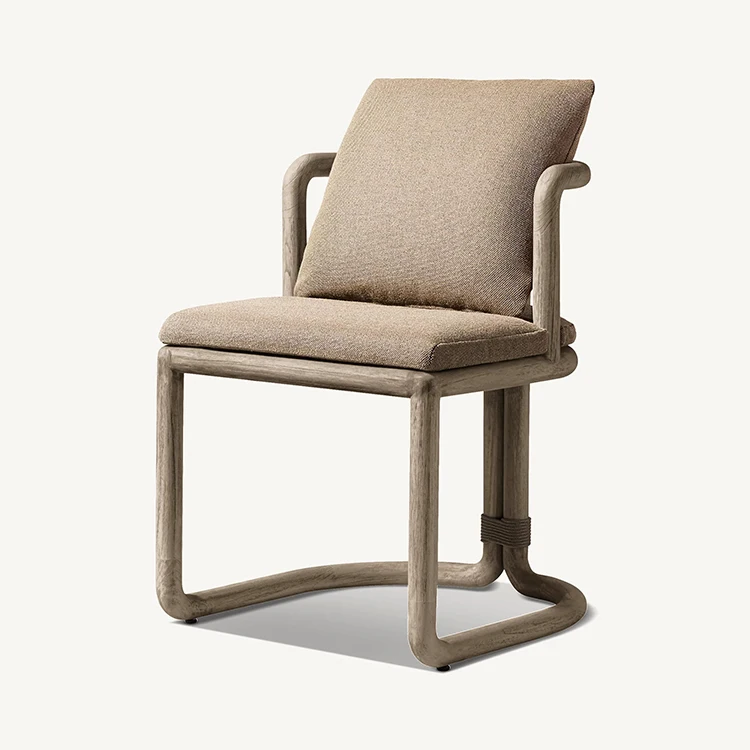 Outdoor Furniture Modern Terrace Leisure Dining Chair Armchair Patio Weathered Teak Furniture