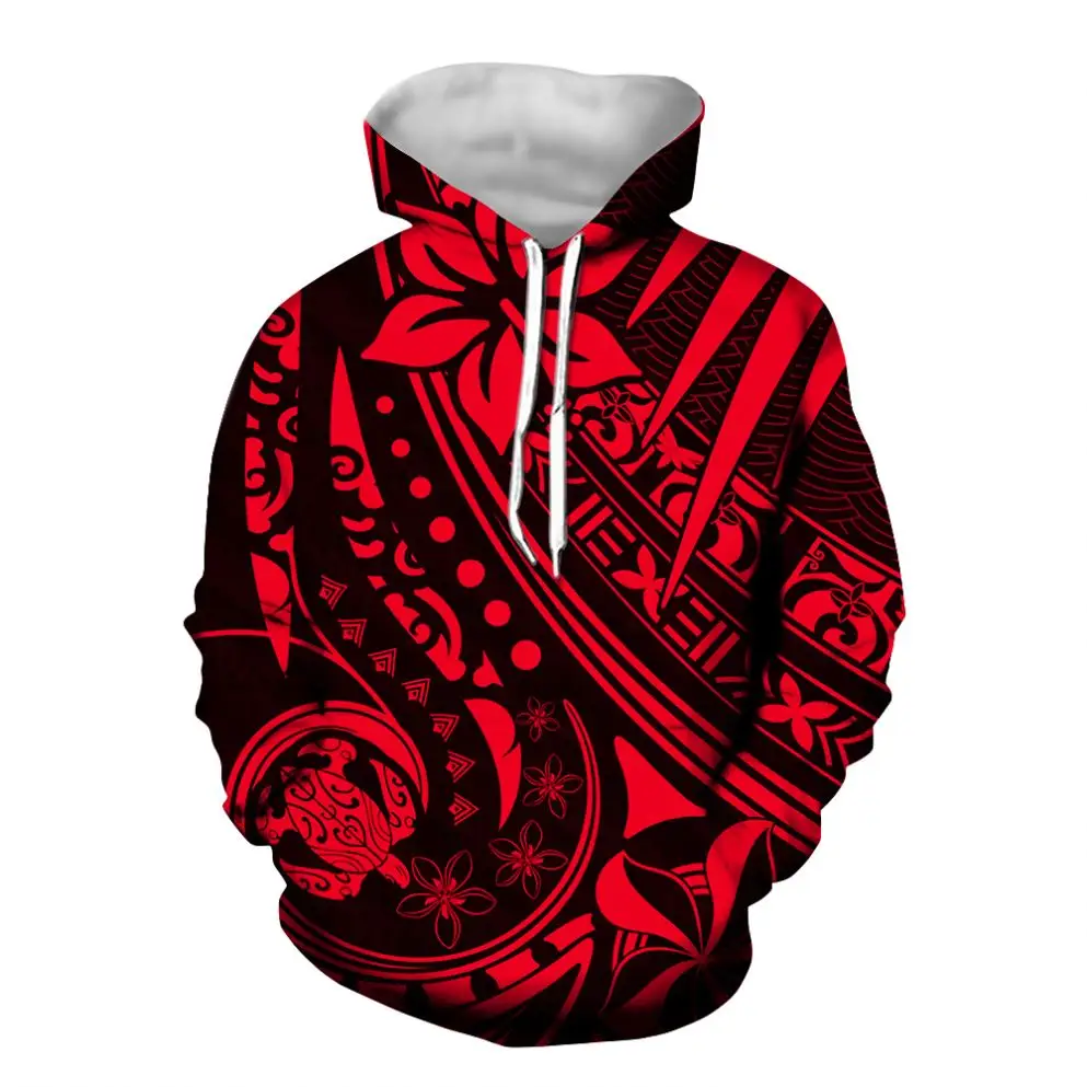 Red Samoa Polynesian Design High Quality Ladies Women Sport Fashion Hoodie Polynesian Floral Print Fashion New Design Gym Hoodie