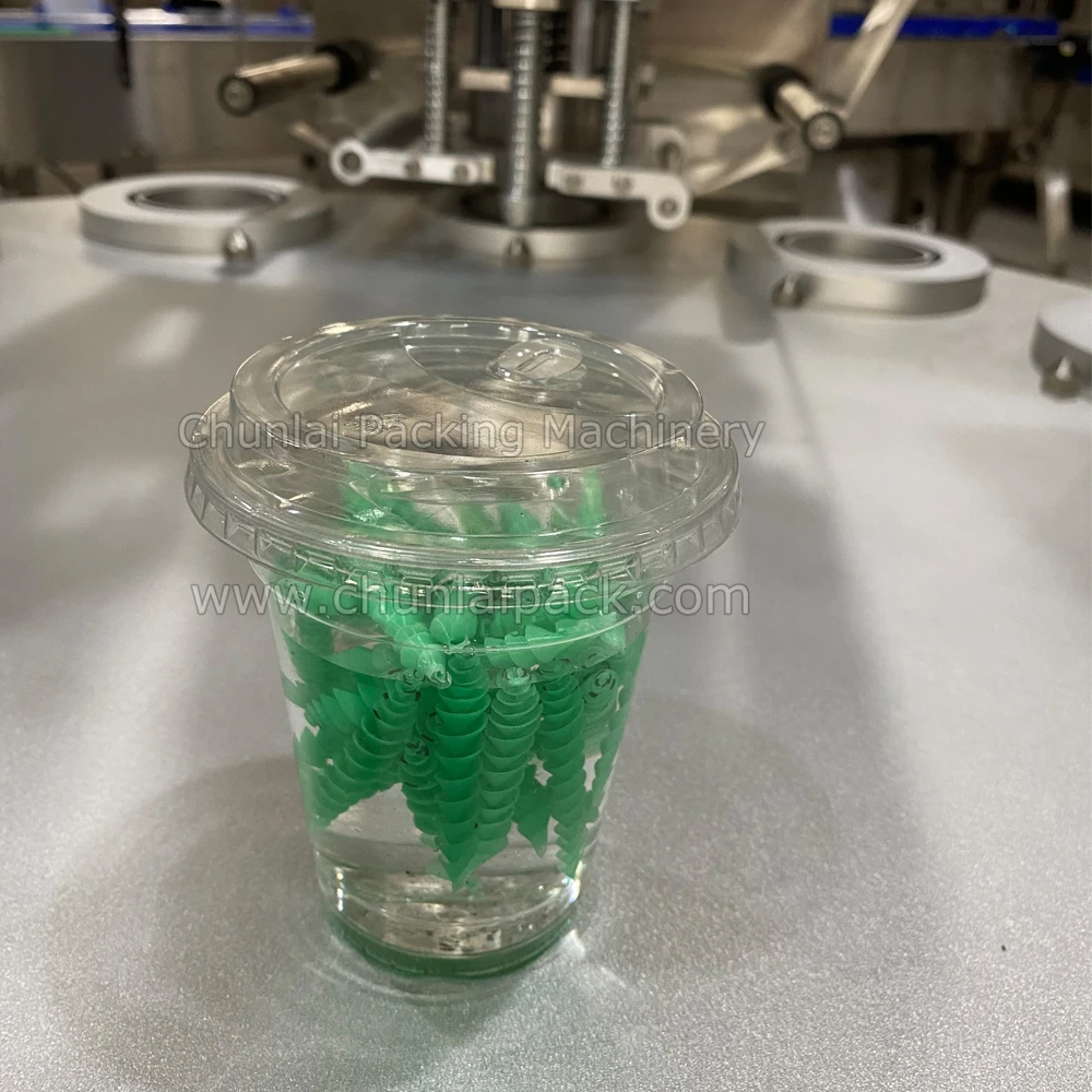 Rotary Type Automatic Nata de Coco Coconut Pearl Milk Tea Cup Filling Sealing Machine