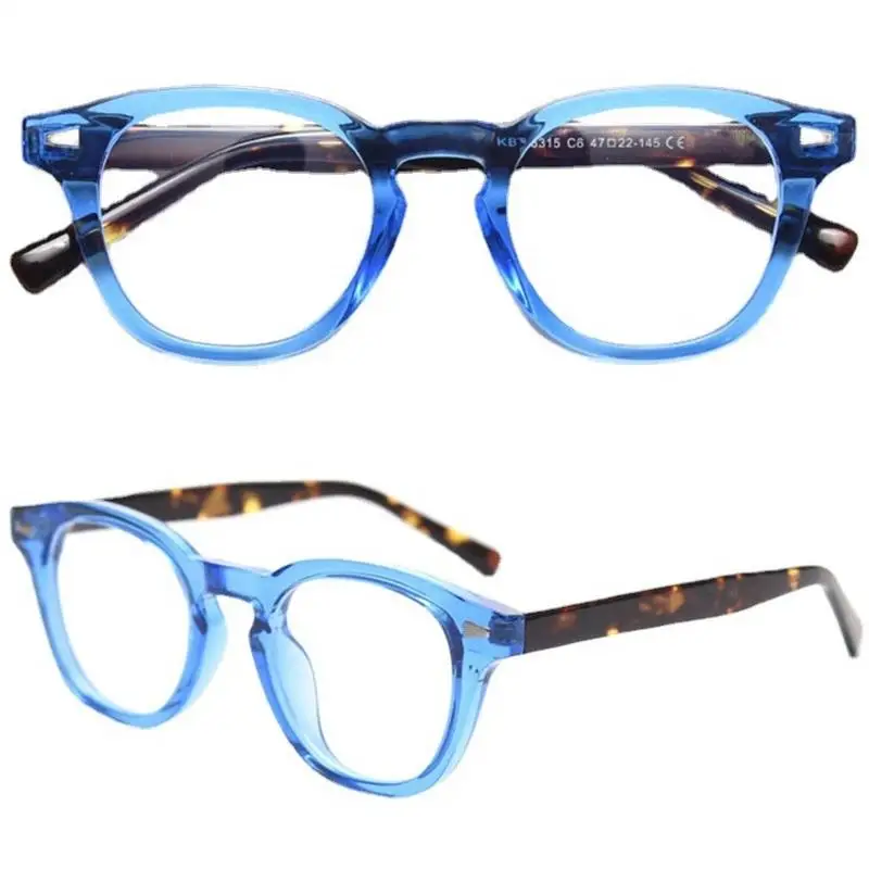 Korean Stylish Ultra-light TR90 Glasses Frame Retro Eyewear Acetate Temples Optical Eye Glasses for Unisex Wholesale Print Logo