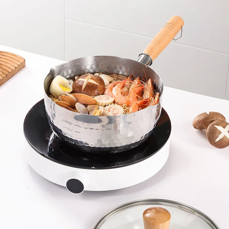 Hot sale Stainless steel 430 Milk Pot Kitchen Cooking Pot with Glass Lid Korean soup pot