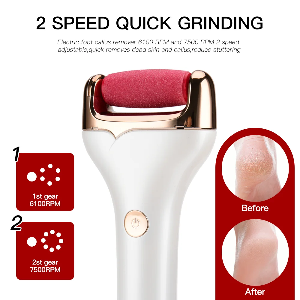 High quality IPX6 Low battery reminder Callus Remover USB type C Rechargeable Foot file Foot File