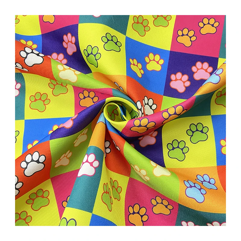 Chinese Manufacturer 100% Polyester Digital Printing Dog Paw Print Pattern Fabric Nurse Wear Material Turban Skirt Fabric