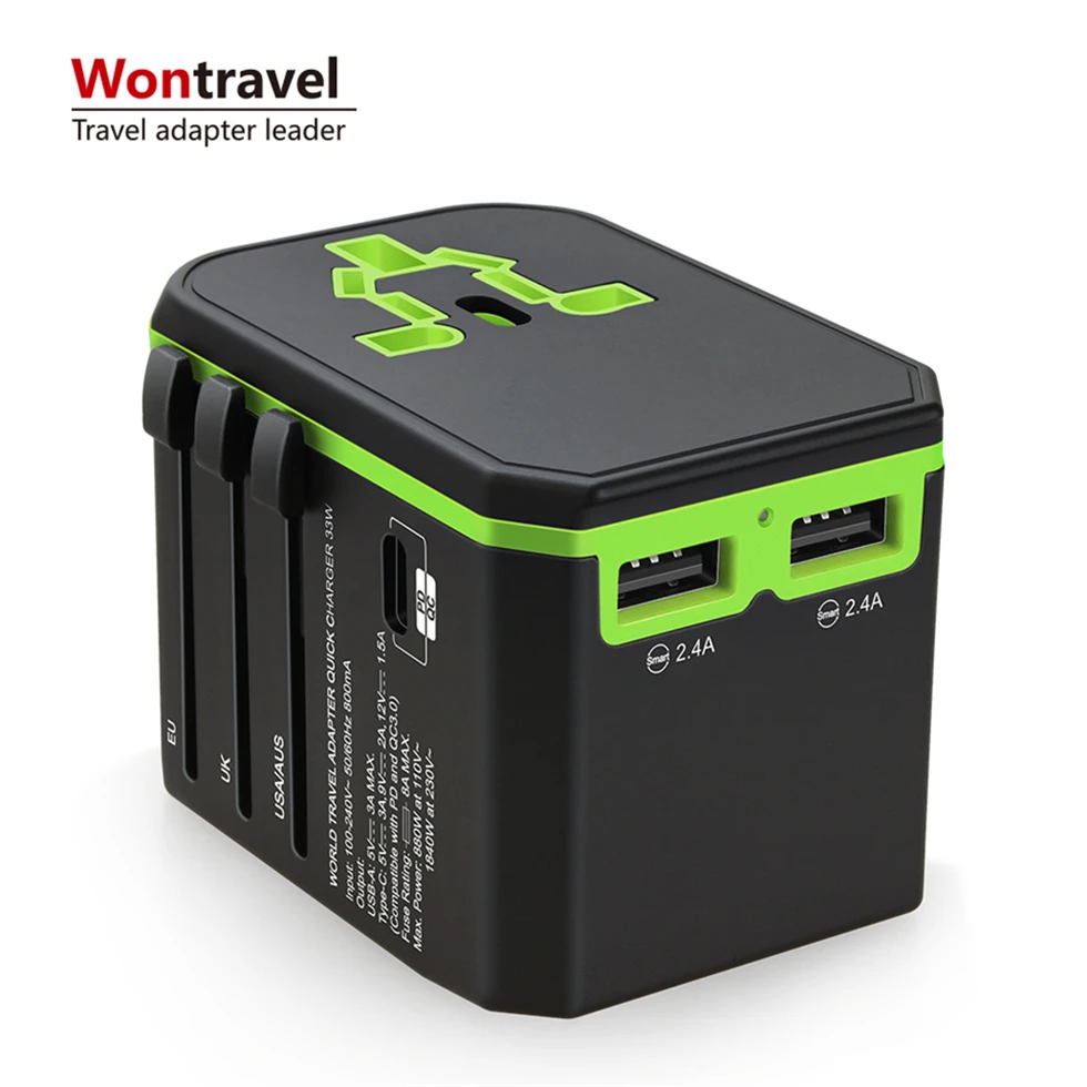 New Arrival Universal Travel Adapter Socket Outlet Plug Multi USB 20W Mobile Devices Worldwide Wall Charger EU UK US AUS
