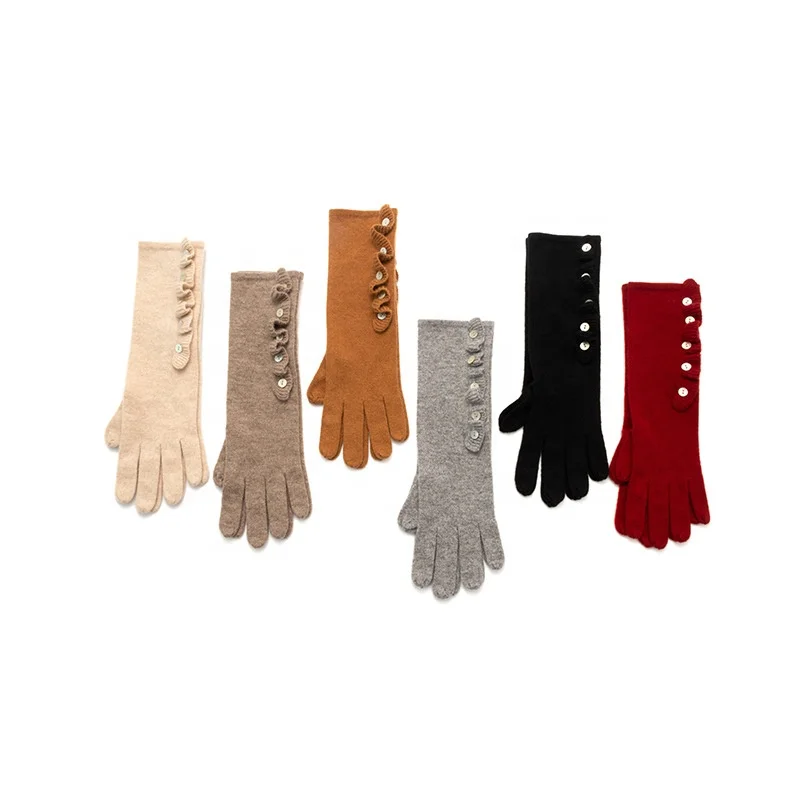 custom winter inner mongolian pure cashmere glove luxury women outdoor warm knitted full finger cashmere gloves