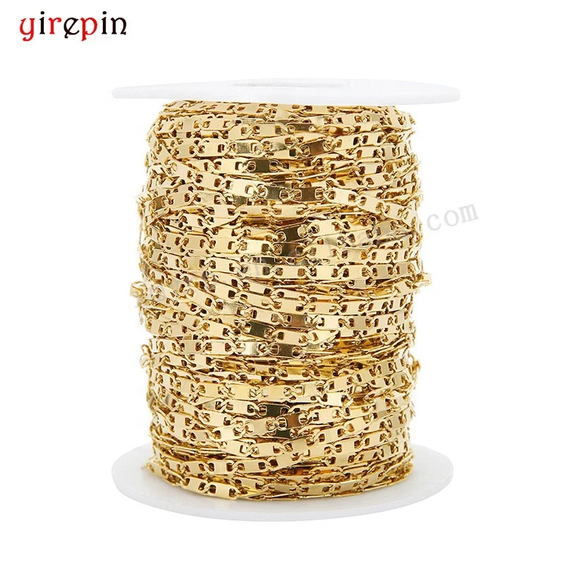wholesale fashion 2.7mm stainless steel chain 18k gold non tarnish necklace bracelet jewelry bulk chain for diy