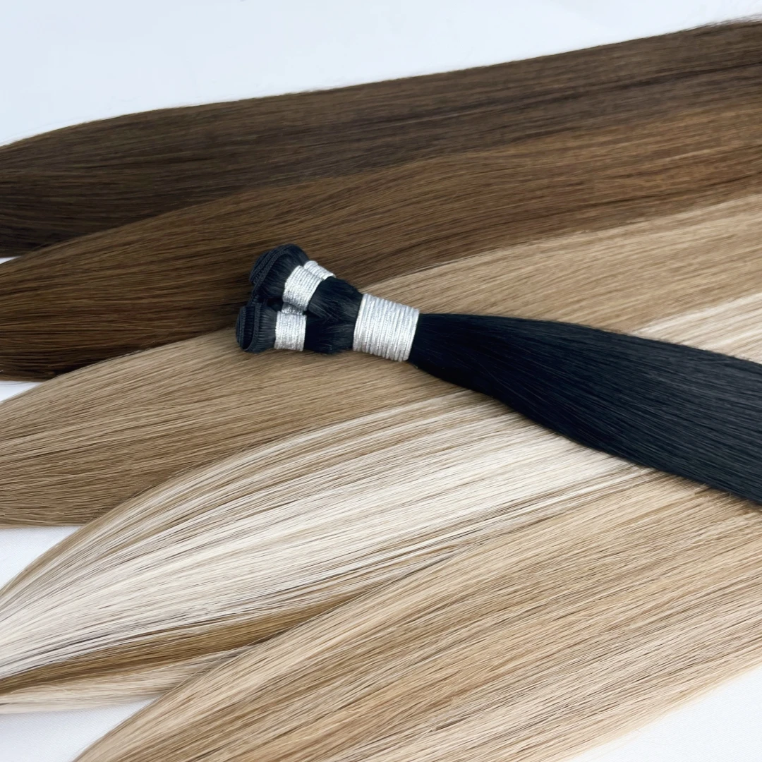 2024ruikang Hair 100% Remy Human Hair Blonde Invisible Hand tied Weft Hair Extensions Thick End Soft Pretty Natural