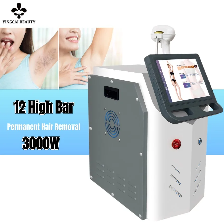 1200W ice 808nm laser diode ce medical 3 wavelengths 755 808 1064 2400w latest portable diode laser hair removal machine