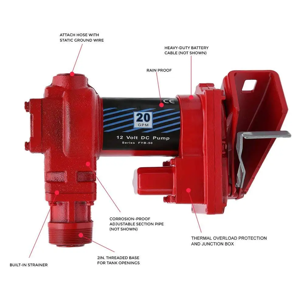 Petrol Gasoline Transfer Pump DC 12V 20GPM Explosion-proof Fuel Dispenser Self-Priming Kerosene Extractor