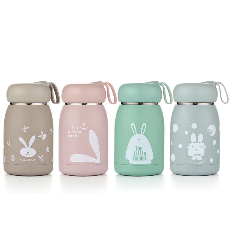 Best Selling Products Creative Cartoon 320ml Insulation Vacuum Flask 304 Stainless Steel Children Water Bottle With Handle Lid