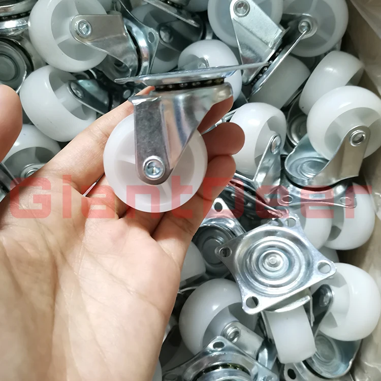 Top Quality 25mm 32 mm 40mm 50mm 65 mm 75 mm Swivel White PP Caster Wheel PP For Furniture