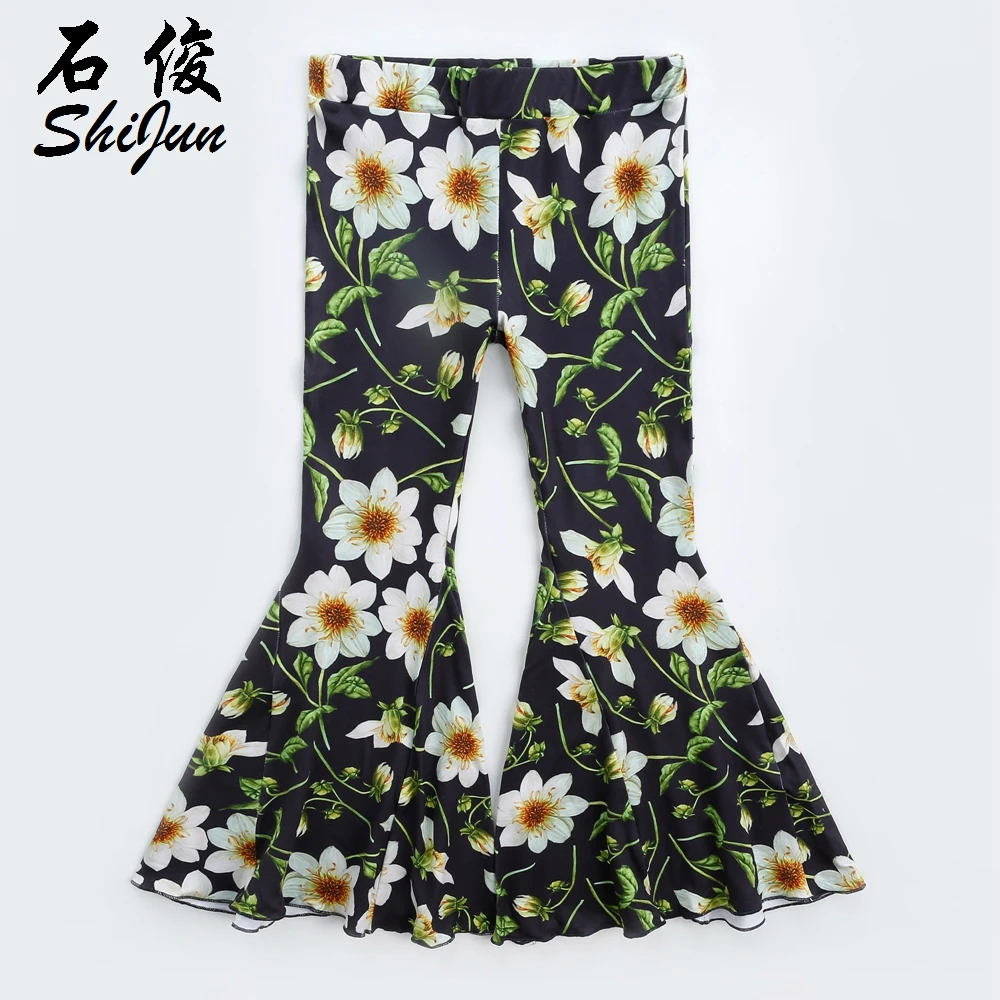 
ShiJun Wholesale Clothes Microfiber Baby Girl Clothes Floral Girls Flare Pants 