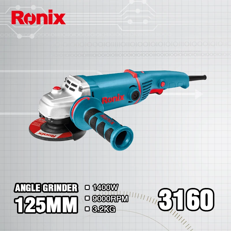 Ronix модель 3160 с длинной ручкой 125 мм портативный Электрический электроинструмент шлифовальная машина