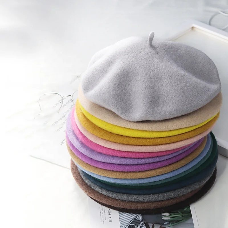 2021 wholesale hot sale cashmere ladies beret soft wool high quality female hat