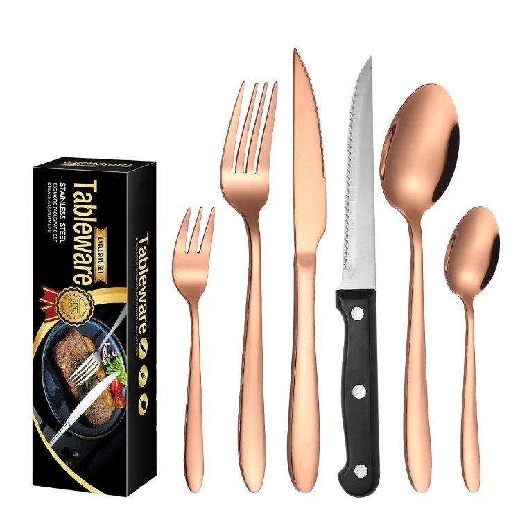 24 Piece Stainless Steel Cutlery Silverware Flatware Home Use Tableware Dinnerware Set Knife Fork Spoon Dessert Spoon