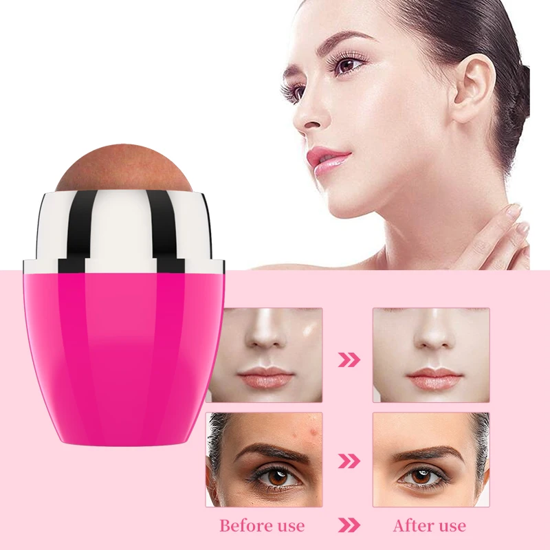 Portable Volcanic mud Oil Absorb Roller Facial Oil Absorbing Volcanic Rock Facial Roller