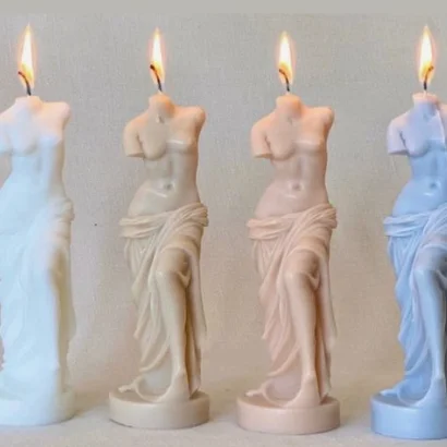 Factory Wholesale Private Label  Multi color Venus Broken Arm Full Body Shaped Scented Candle for Home Decoration