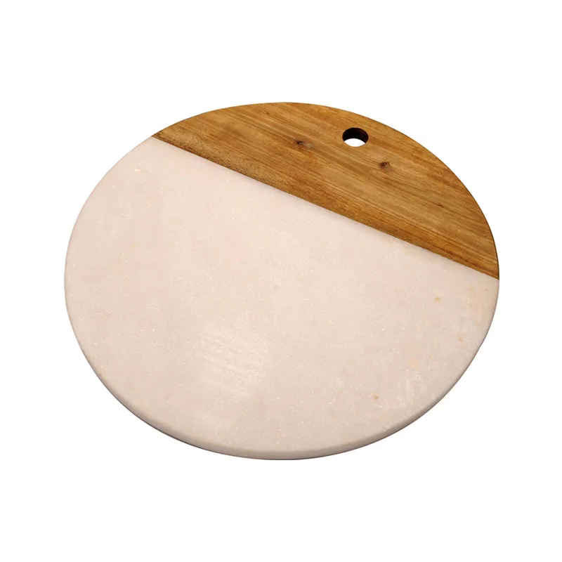New Arrival Cheap Cutting Food Paddle Serving Natural Acacia Wood And Marble Chopping Board For Cheese Snack