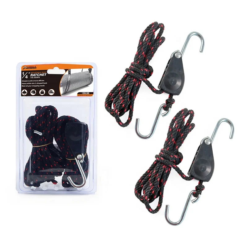 2 Pack 150lbs/68kg 1/4' Heavy Duty Rope Ratchet Tie Down Grow Light Adjustable Hangers