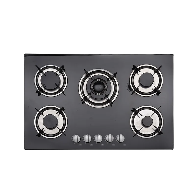 
Kitchen 5 Burner Tempered Glass Gas Stove Builtin Stoves Natural Gas Hob Cooker 