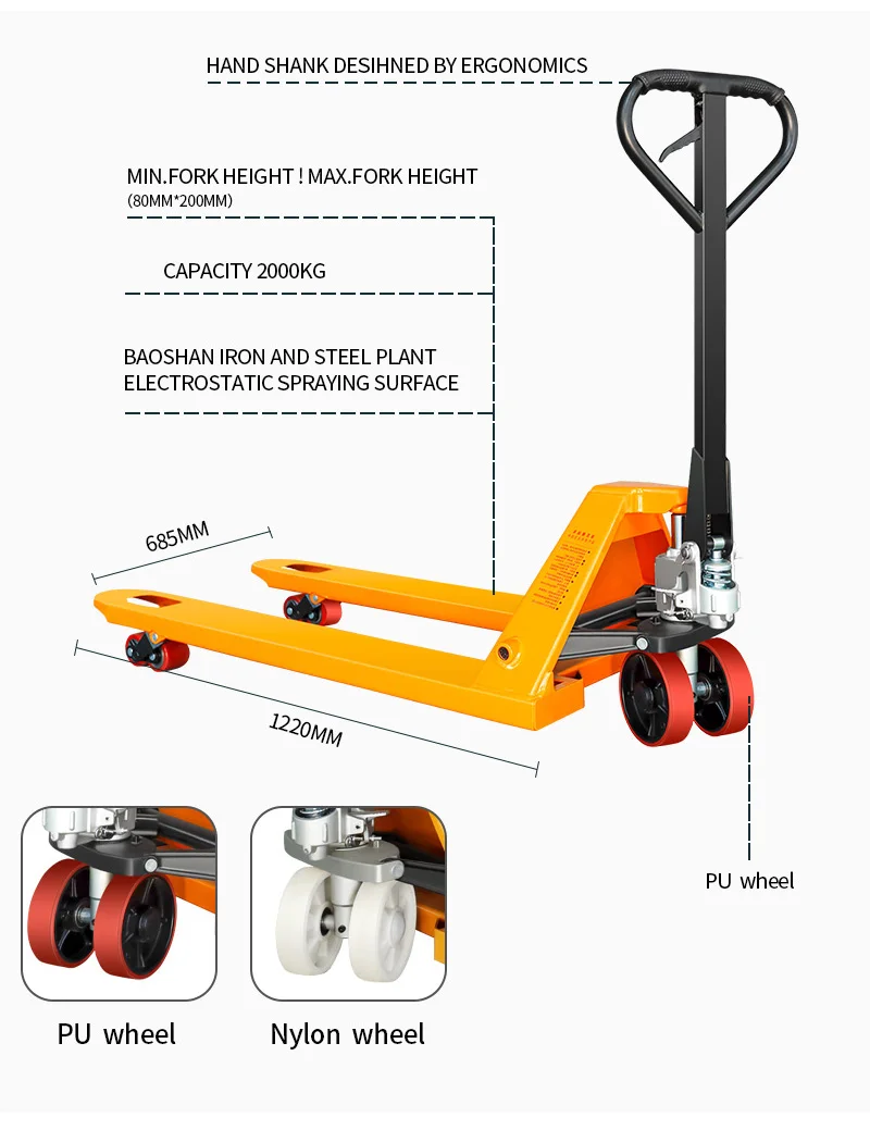 2-3ton Manual hydraulic forklift, factory direct sales