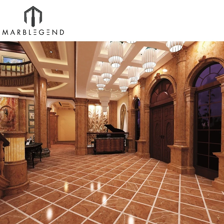Luxury classical villa interior decoration Spanish Rojo Alicante Red Marble Floor Tile