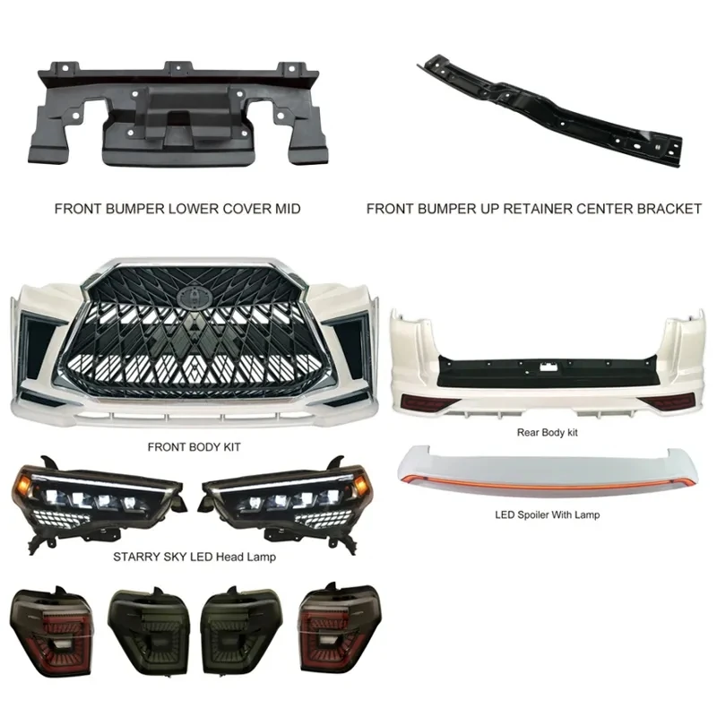 2014-2020 lx style upgraded body kit for 4runner with LED headlights and star design.