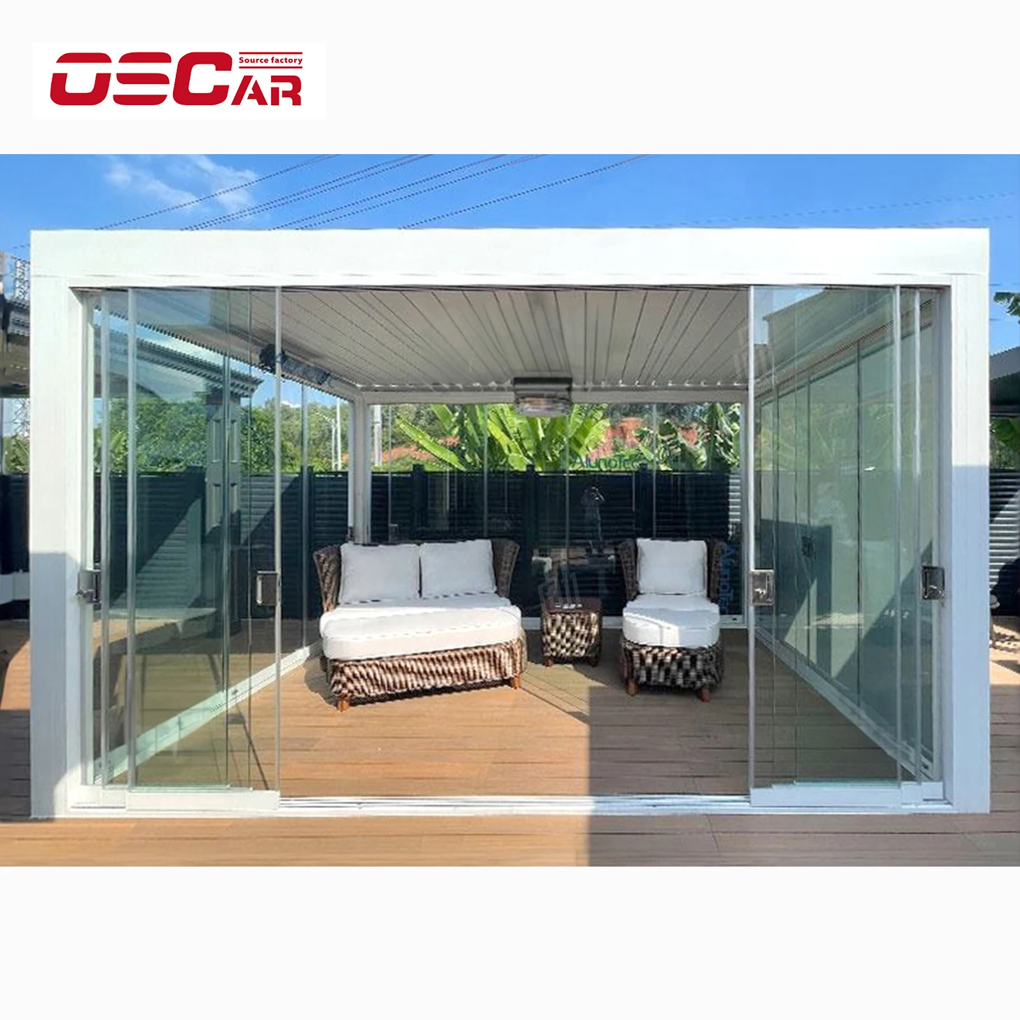 Pergola Motorized Electric Aluminum Outdoor Four Seasons 4*4 3*3 Steel Heat Treated Pressure Treated Wood Type Not Coated
