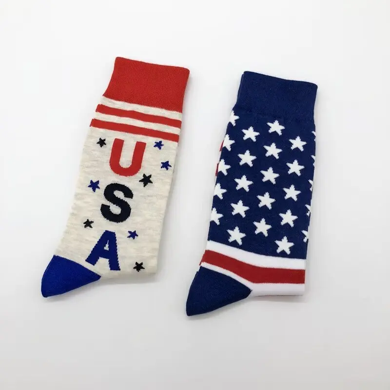 Custom Made Your Own Logo Socks Breathable Cotton Letter Sock Custom Logo Sox Customized USA Flag Design Logo