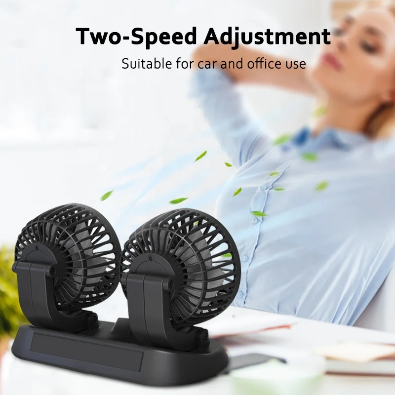 Car Fan Dual Head USB Fan  Portable Vehicle Cooling Fan 360 Rotation for Car Dashboard, SUV/RV/Truck/Sedan/Office USB Powered