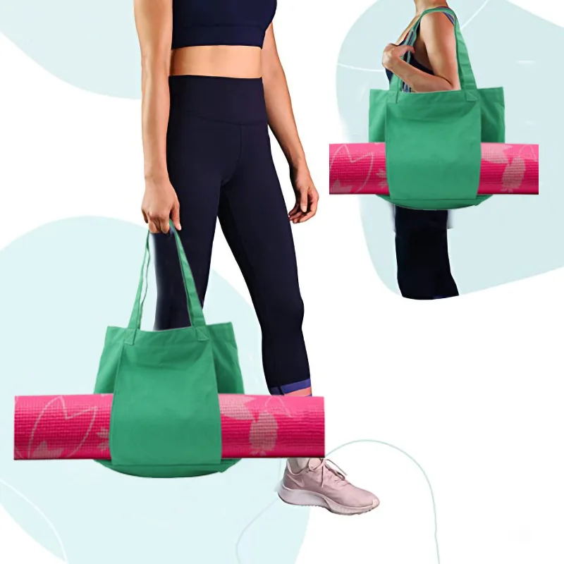 Wholesale Custom Large Capacity Gym Tote Bag with Yoga Mat Carrier Eco-Friendly Canvas Pilates Fitness Tote Bag