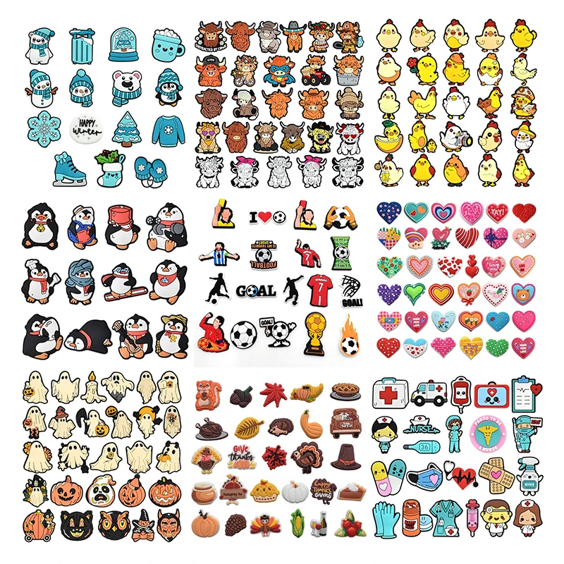 Wholesale Shoe Charms Colorful Leisure Sports Series letters Cute Cartoon Clog Pvc Shoe Charms Decorations for croc