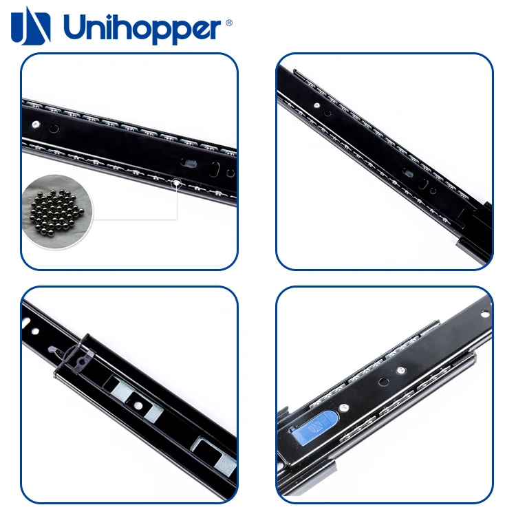 Unihopper 3 Fold Telescopic Drawer Rails Telescopic Channel Ball Bearing Slide Kitchen Cabinet Drawer Slide Rail