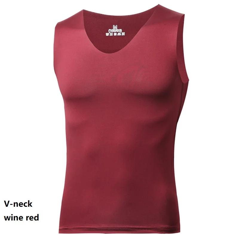 Мужской бесшовный облегающий жилет LYX001 из вискозы, спортивная одежда с широкими/узкими плечами и V-образным вырезом, тонкое летнее нижнее белье без рукавов