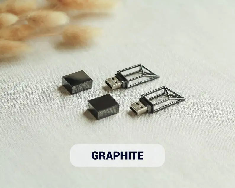 Metal USB Flash Drive 32GB 64GB 128GB 256GB USB 2.0/ 3.0 Custom Engraved Modern Aesthetic Gold Silver Gunmetal Geometric USB