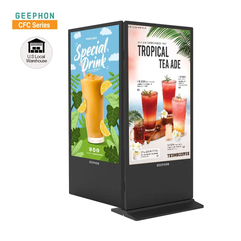 Внутренний двухсторонний напольный киоск OpenAPI SDK 55 65 дюймов без сенсорного экрана ЖК-дисплей цифровой вывески и