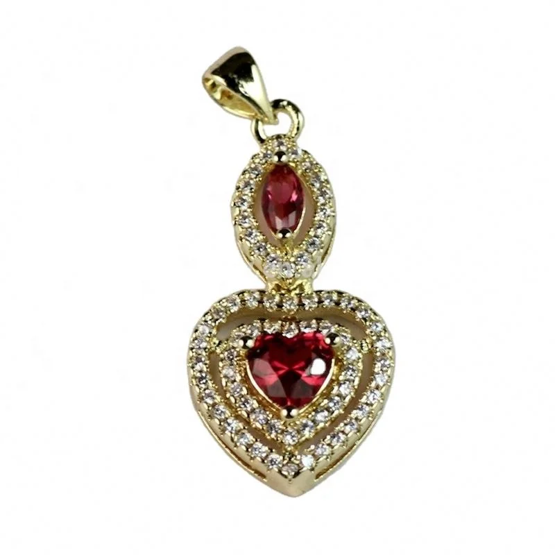 Лидер продаж, красивое ожерелье с подвеской в форме сердца на удачу, латунный кулон из циркония, оптовая продажа