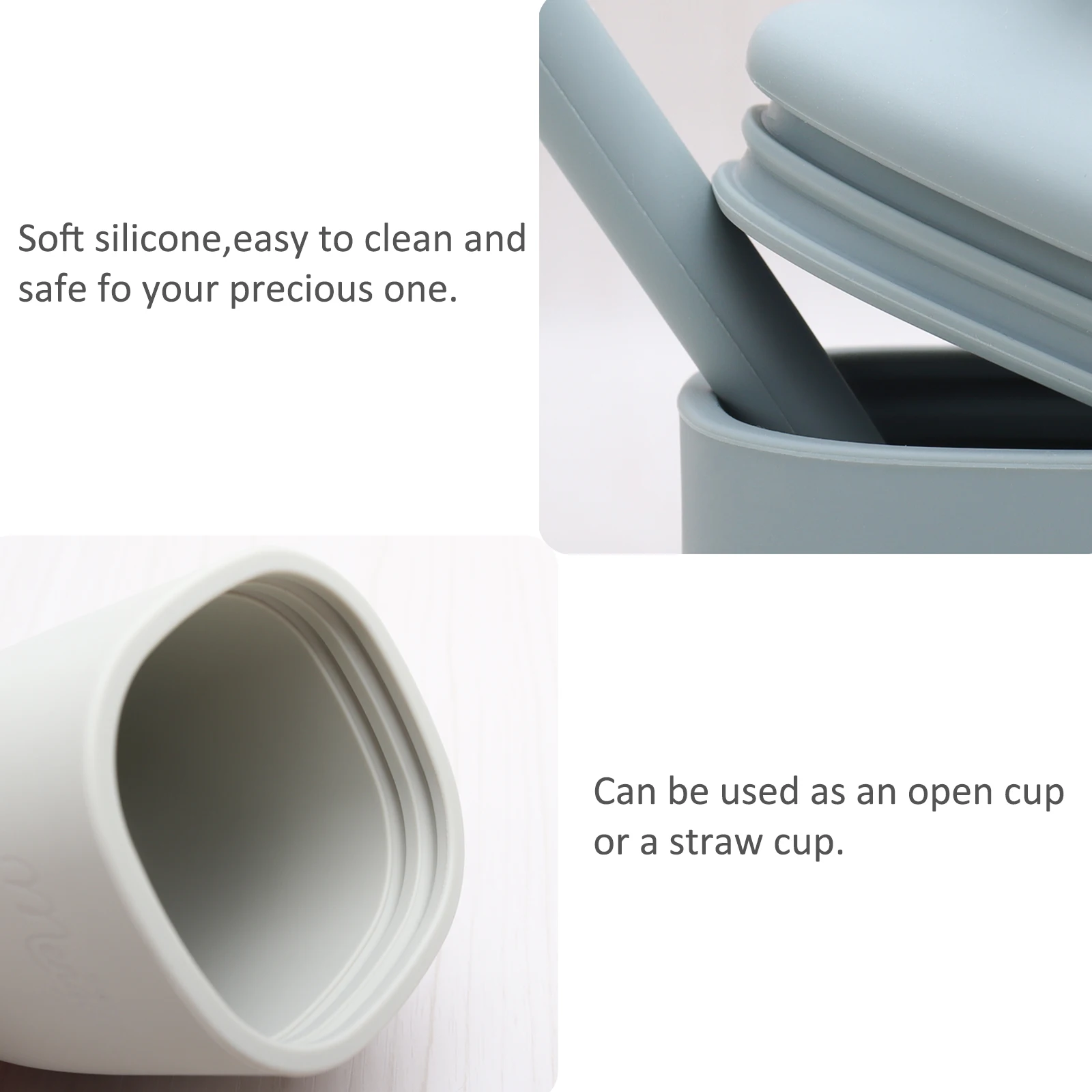 Top Quality Food Grade Silicone Cup With Lid Non Slip Baby Sippy Drinking Cup Silicone Baby Straw Cup