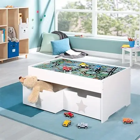 Indoor Wooden Sensory Table For Kids Learning Sensory Table with  Storage And Picture