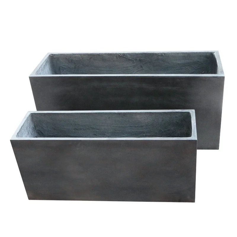 Outdoor High Strength Rectangular Plant box Large Stock Fiberglass Clay Plant Pots with Good Package