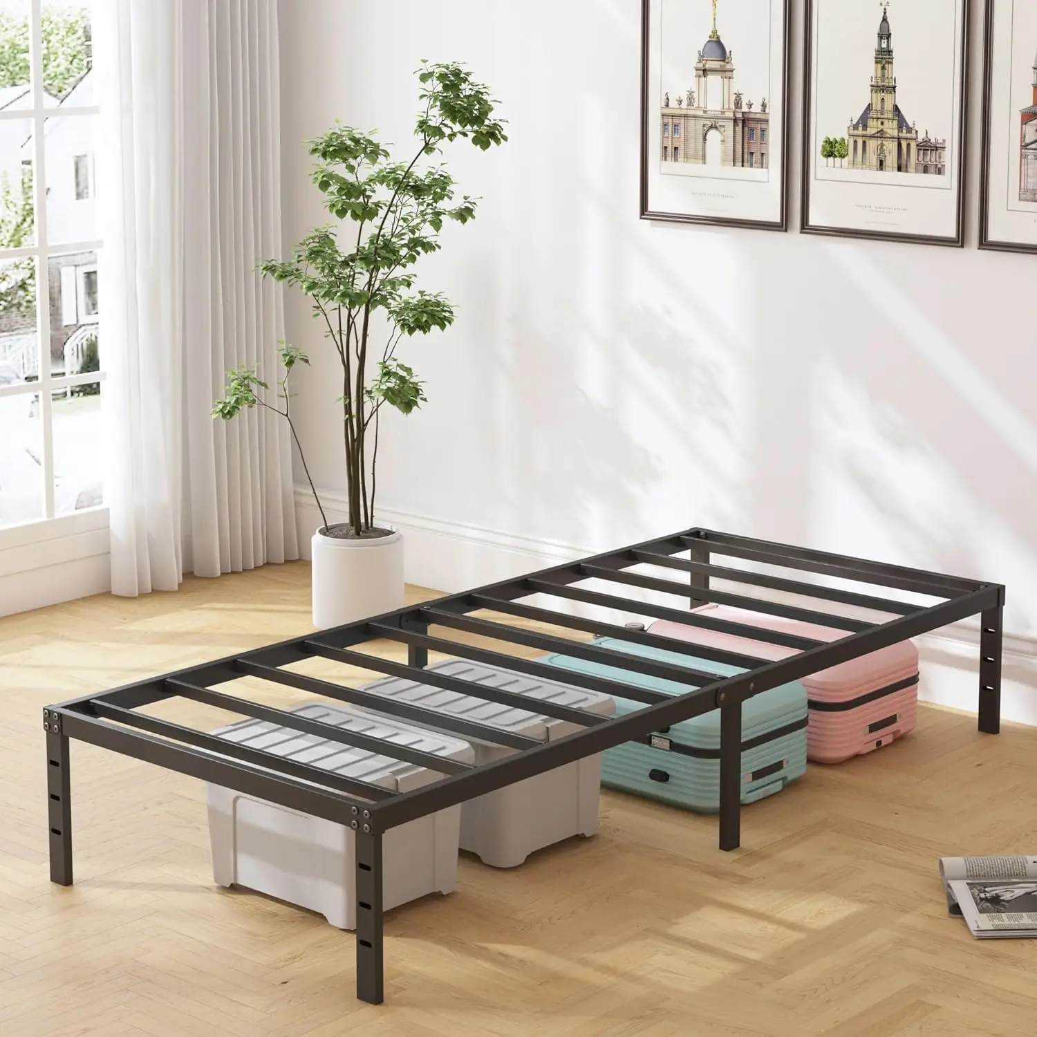 black twin modern hotel steel bed frame full size