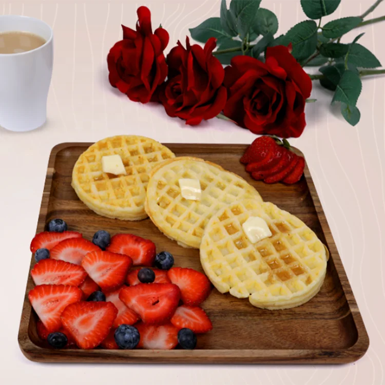 Customized 10inch Wooden Square Tray Unbreakable Plates Serving Tray Wooden Dishes Acacia Wood Dinner Charger Plates