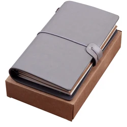 Slim PU Leather Notebook With Pocket Saddle Stitching Journal Travel Diary Planner Manufacturer Custom Eco friendly Notebooks