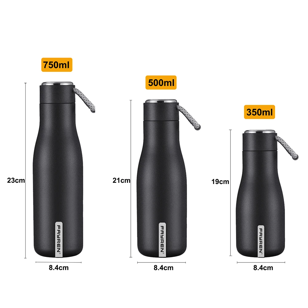 Outdoor Sports Double Wall Thermal Vacuum Insulated Flask 304 Stainless Steel Leak Proof Drink Water Bottles With Custom Logo